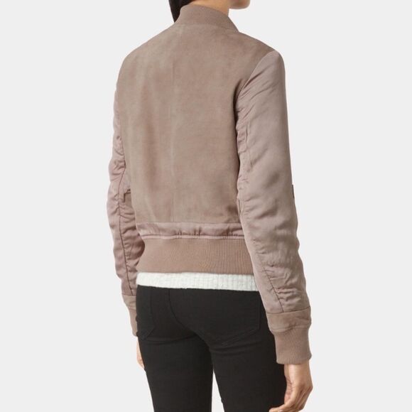 All Saints | Craddock Suede Bomber Jacket Size 00 - Picture 2 of 8